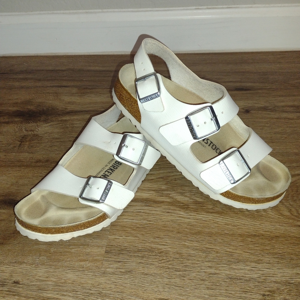 Birkenstock Milano White Birko-Flor Sandals Open Toe Womens EU 36 US 5-5.5